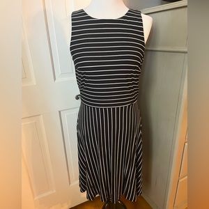 NWT black and white stipe LOFT dress. Size 6